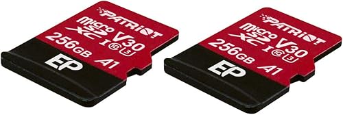 Patriot Memory 256GB A1 / V30 Carte mémoire pour téléphones et tablettes Android, Enregistrement vidéo 4K - Pack de 2 - 2