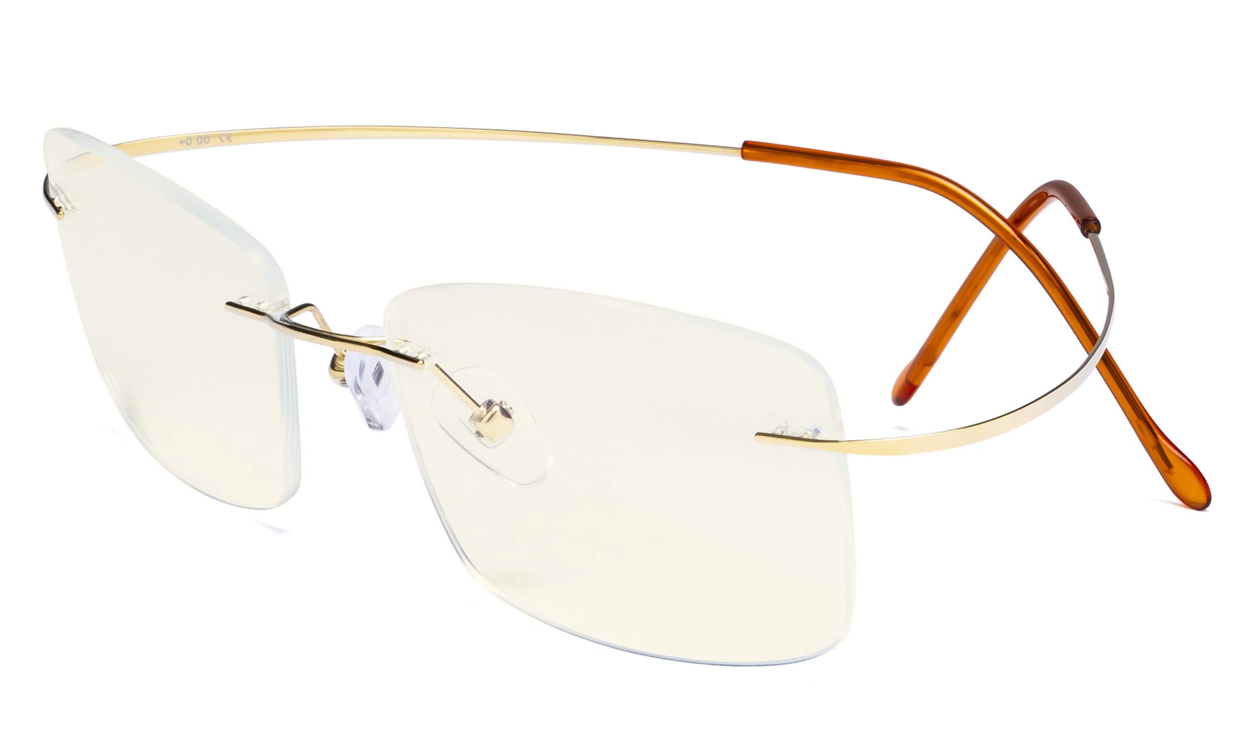Eyekepper Titanium Rimless Orange Tinted Lenses Computer Reading Glasses Readers Men Women