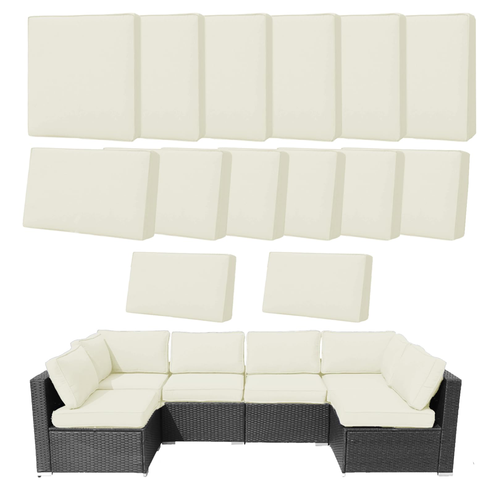 Photo 1 of Frxeyaliz Outdoor Cushion Covers Set - 14Pcs, Creamy Beige