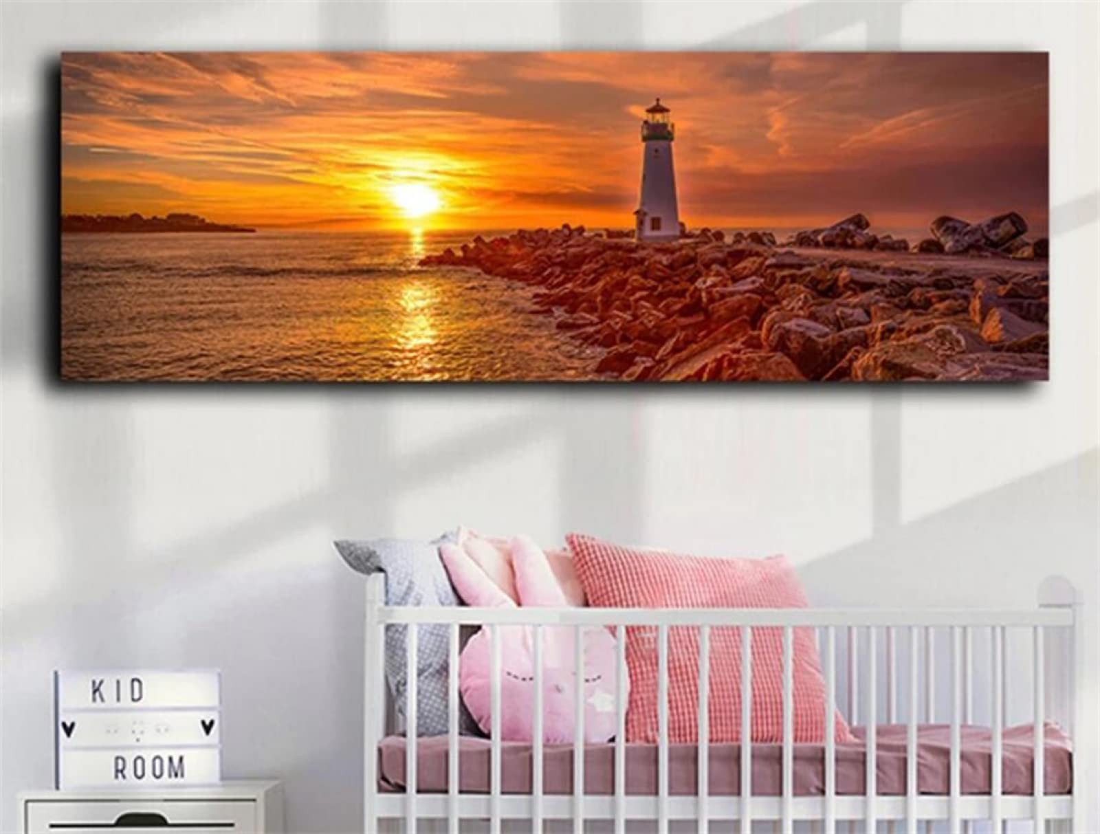 5D DIY Diamond Art Painting Kit,Diamond Painting Kit Completo, Diy Pittura Diamante, Fai Da Te Ricamo Strass Punto Croce Diamante Kit Disegno, Craft Arts for home Wall Decor（faro al tramonto 60x120cm）