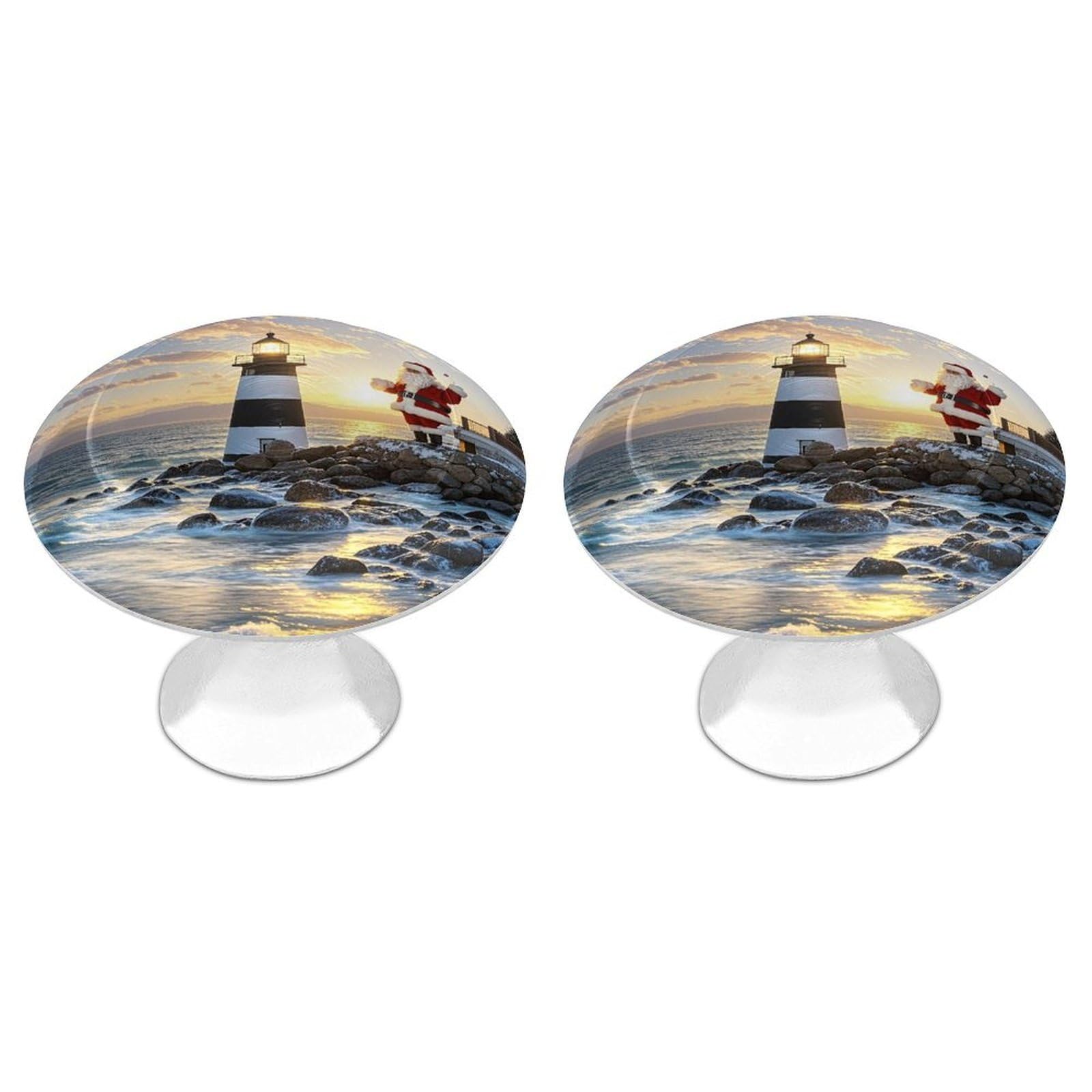 FekiLoot Santa Claus Lighthouse Cabinet Knobs Simple Drawer Handles Aluminum Alloy Kitchen Pulls Round Cabinet Door Knobs with Screw Door Hardware for Dresser Cabinets 2 Pack