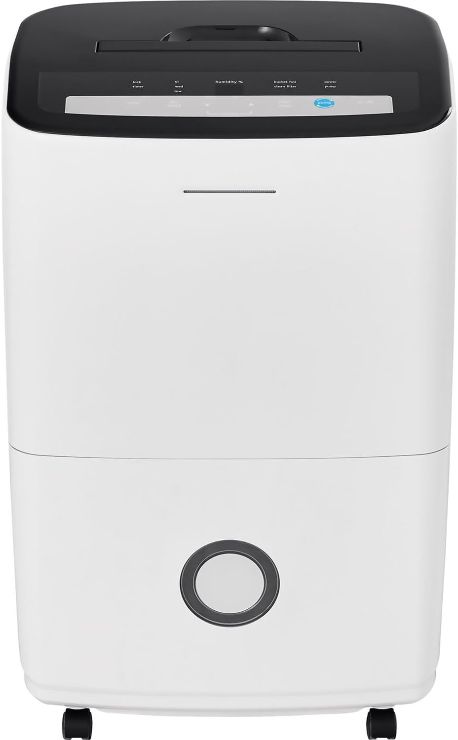 FRIGIDAIRE 70-Pint Dehumidifier with Built-in Pump, Black & White