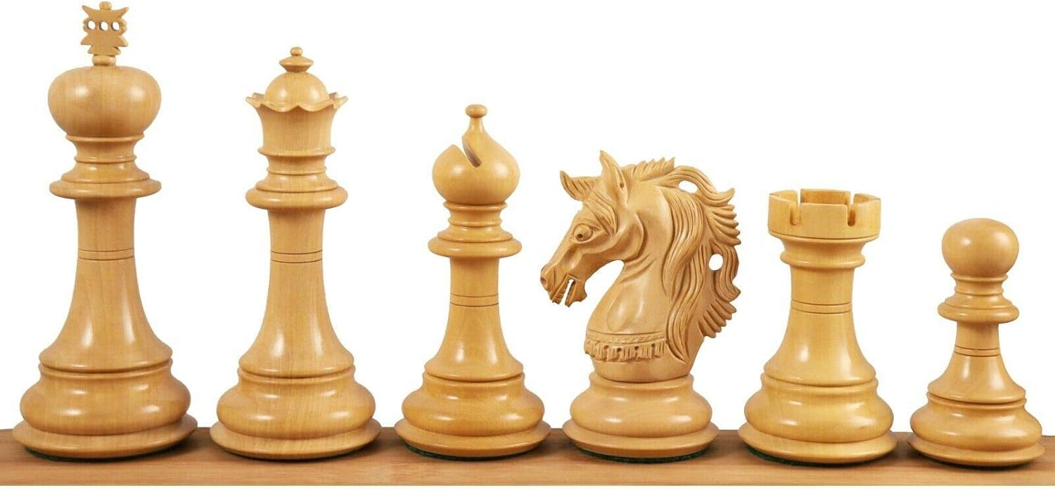 Royal Chess Mall - 4.6" Prestige Luxury Staunton Chess Pieces Only Set -Bud Rosewood- Triple Weighted