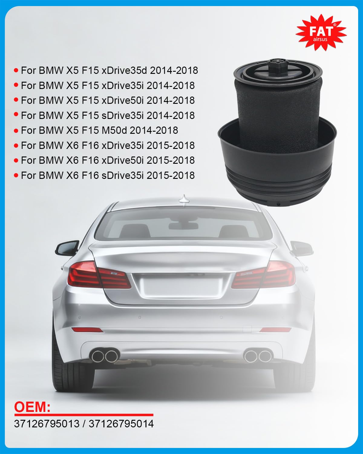 Kit de reparación de suspensión neumática trasera para BMW X5 F15 X6 F16 2015-2018# 37126795014 (derecha izquierda) 37126795013