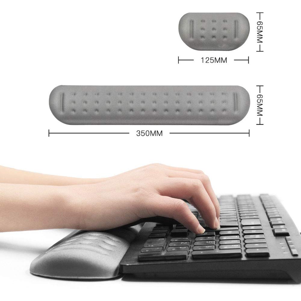Ergonomisches Handgelenkauflage-Set aus Memory-Schaum mit rutschfester Unterseite für komfortables Tippen und Mausgebrauch