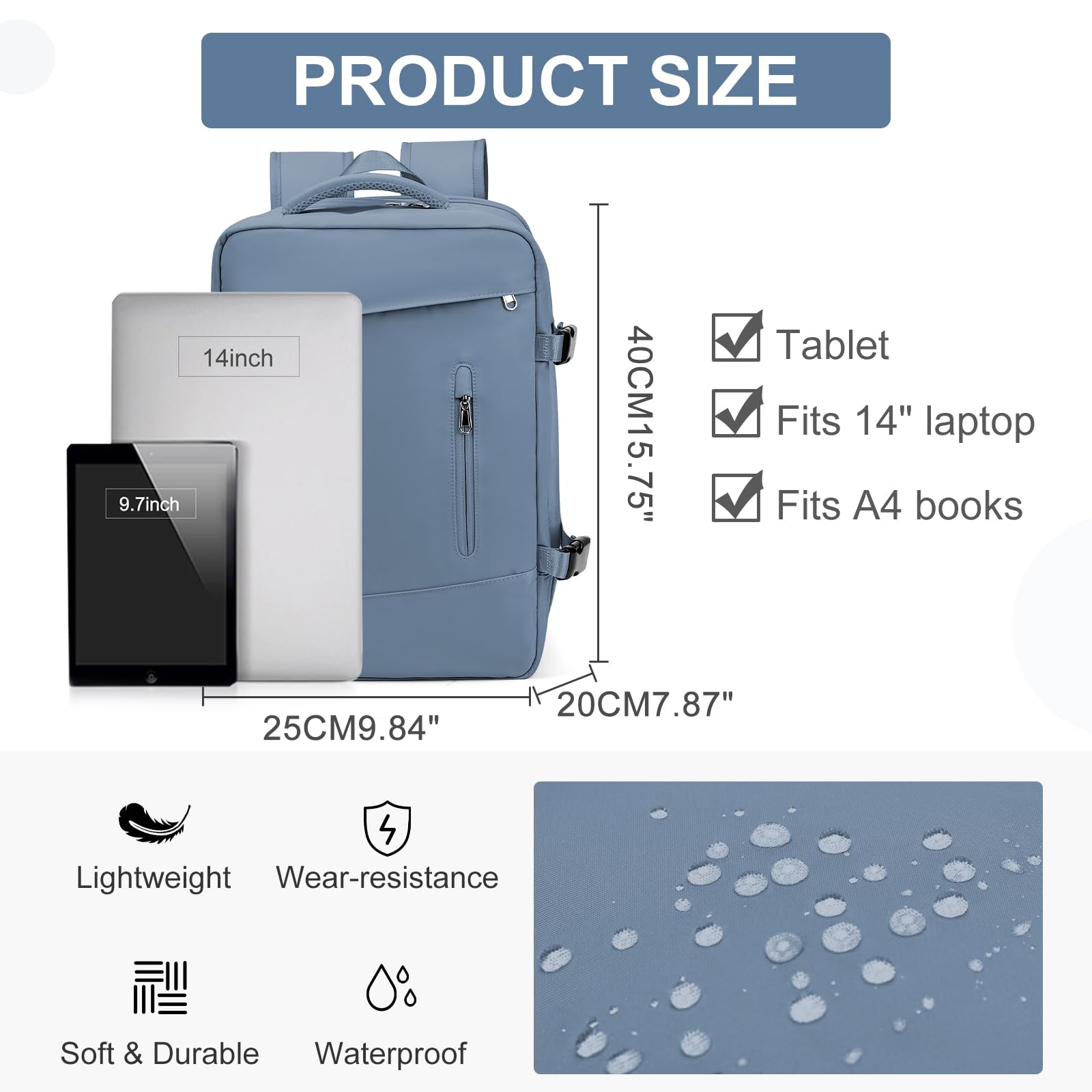 SZLX Borse da Cabina per Easyjet 45x36x20 Zaino da Viaggio aereo Bagaglio a Mano Zaino Ryanair 40x20x25 con porta USB zaino Borsa da Viaggio Impermeabile donna zaino per Computer Casual Daypack