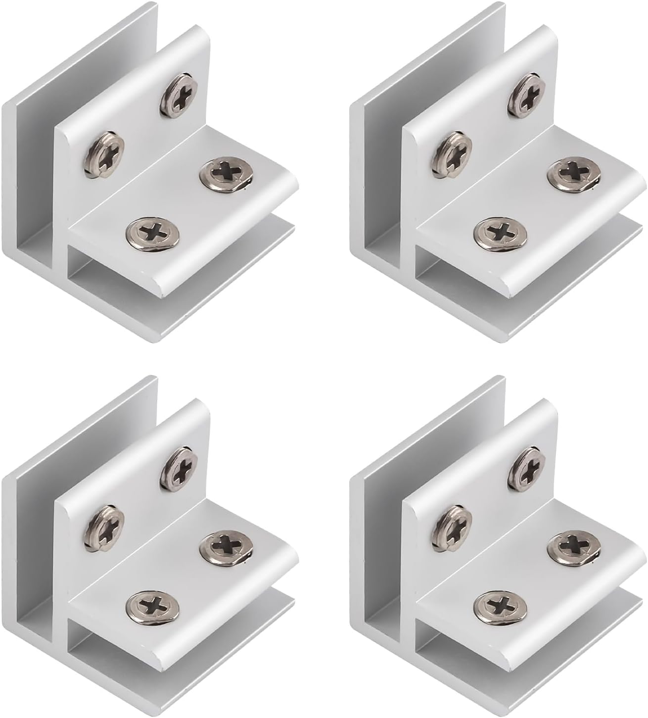 INCREWAY 4pcs Aluminum Alloy Glass Clamp, 5-8mm Thick Glass, 90 Degrees, Silver