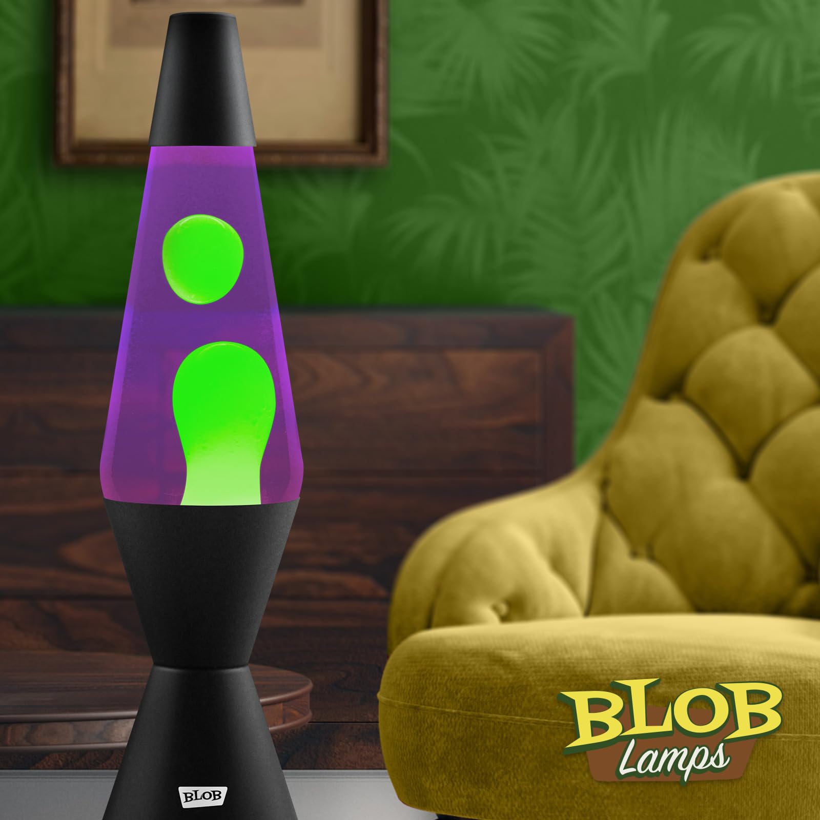Blob Lamps Liquid Motion Lamp Vintage Green Wax Purple Liquid Matt Black Metal Base & Cap 14.5 Mood Lamp Light - Image 4