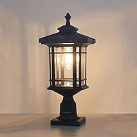 Vista 2 de Kemeco Solar Post Light Outdoor, ST4338Q Dusk to Dawn Post Lamp Solar Powered with Pier Mount Base for Pole Pillar Gates Yard Garden Pathway