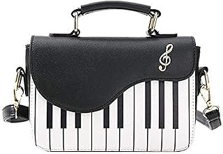 Borsa a tracolla per pianoforte con note musicali in pelle PU per donne e ragazze