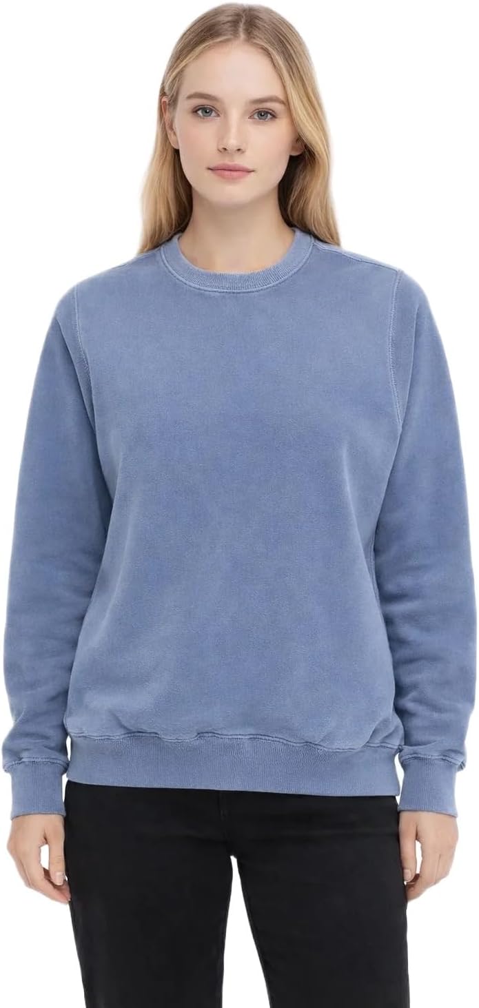 403 Pigmented Dyed Crewneck Pullover Sweatshirt Soft Handfeel 3 End Fleece 80% Cotton 20% Poly 9.5 Oz 340 GSM - Image 2