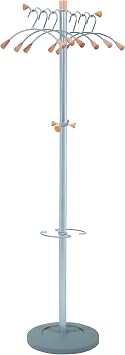 Alba PMWAVE Wavy Coat Tree, Six Hangers/Two Knobs/Four Hooks, Silver Steel/Wood
