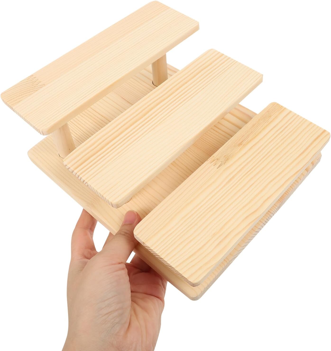 Wooden Sunglasses Holder Stand Eyeglass Display Rack with 3-tier Solid Wood Organizer for Desk Tabletop Eyewear Storage and Sunglass Display