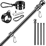 BONWIN Black Flag Pole Kit for House Porch, 5 FT Thickened Stainless Steel Wall Mount Flagpole for 3x5' American Flag with 1