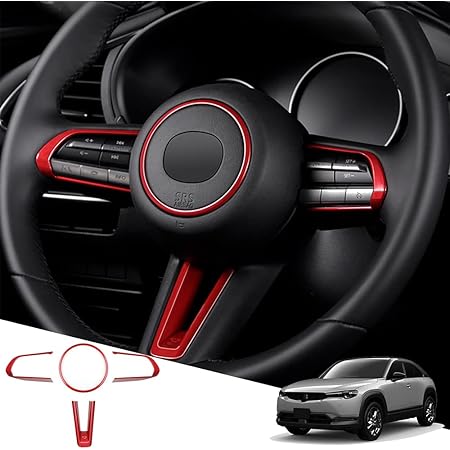 Amazon Hearsheng マツダ 新型mx 30 Dr系 年10月 専用abs材質ハンドル ボタンフレームカバー 内装カスタムパーツ ハンドル スイッチ カバー ステアリング ガーニッシュ アクセサリー爪キズ防止 取り付け簡単 車種専用設計4 Pcsセット レッド 内装パーツ 車