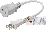10-Feet (3.0Meter) Long Polarized White US 2-Prong Male-Female Extension Power Cord,16AWG 2 Outlet Extension Cable 2-Prong Male/Female Extension, Nema 1-15 Extension Cable White