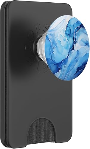 Miniatura 7 de PopSockets estándar PopGrip con piedra gemóloga calcedonia azul de ágata de hielo