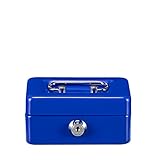 Burg-Wächter Geldkassette abschließbar mit Schlüssel, Einwurfschlitz und Hartgeldeinsatz, Klein, Stahlblech, Money 5012, Blau