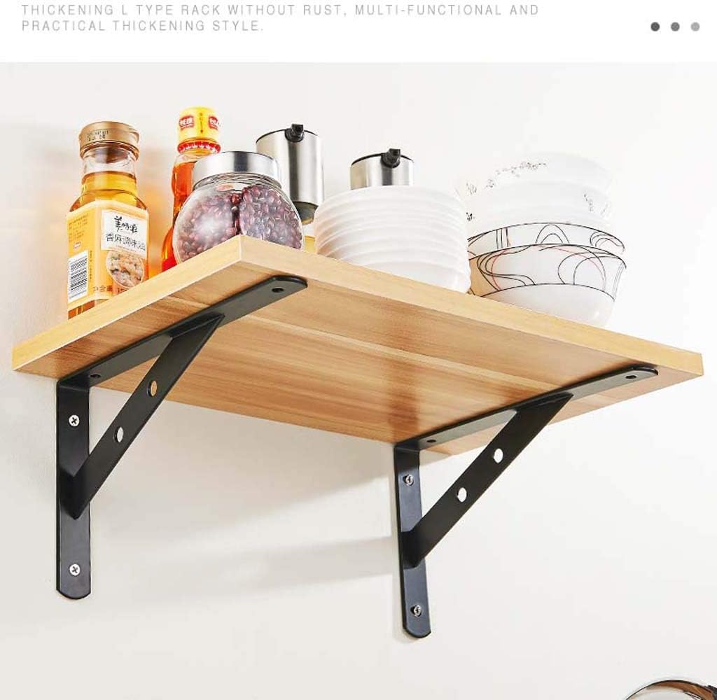 L-Shaped Right Angle Shelf Brackets with Planks, Floating Shelves Tripod Triangle Shelf Brackets, 90°Angle Wall Mounted Shelf Supporter Bracket Frame