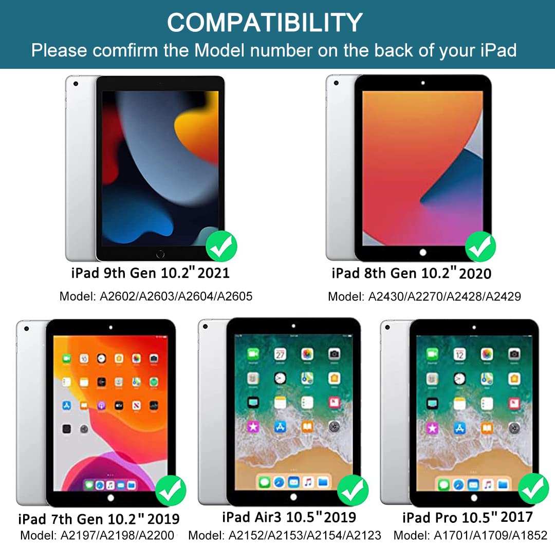 Keyboard case for iPad 9th/8th/7th Gen 10.2'', Compatible with