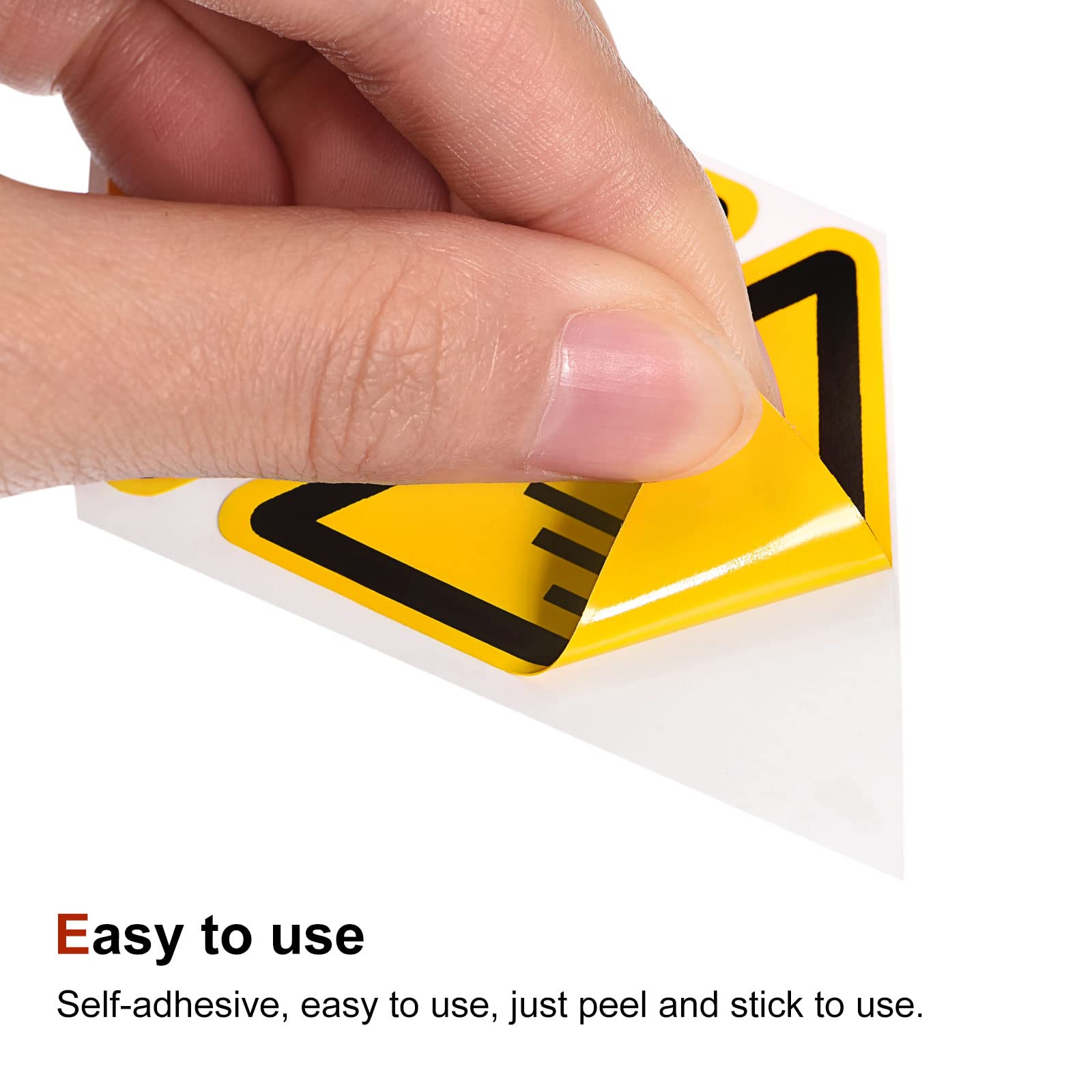 PATIKIL Triangolo Attenzione Attenzione Cartello Auto Adesivo Giallo con Nero Parole 50mm/1.95 per Macchina, Strumento e Attrezzatura Superficie 2pz