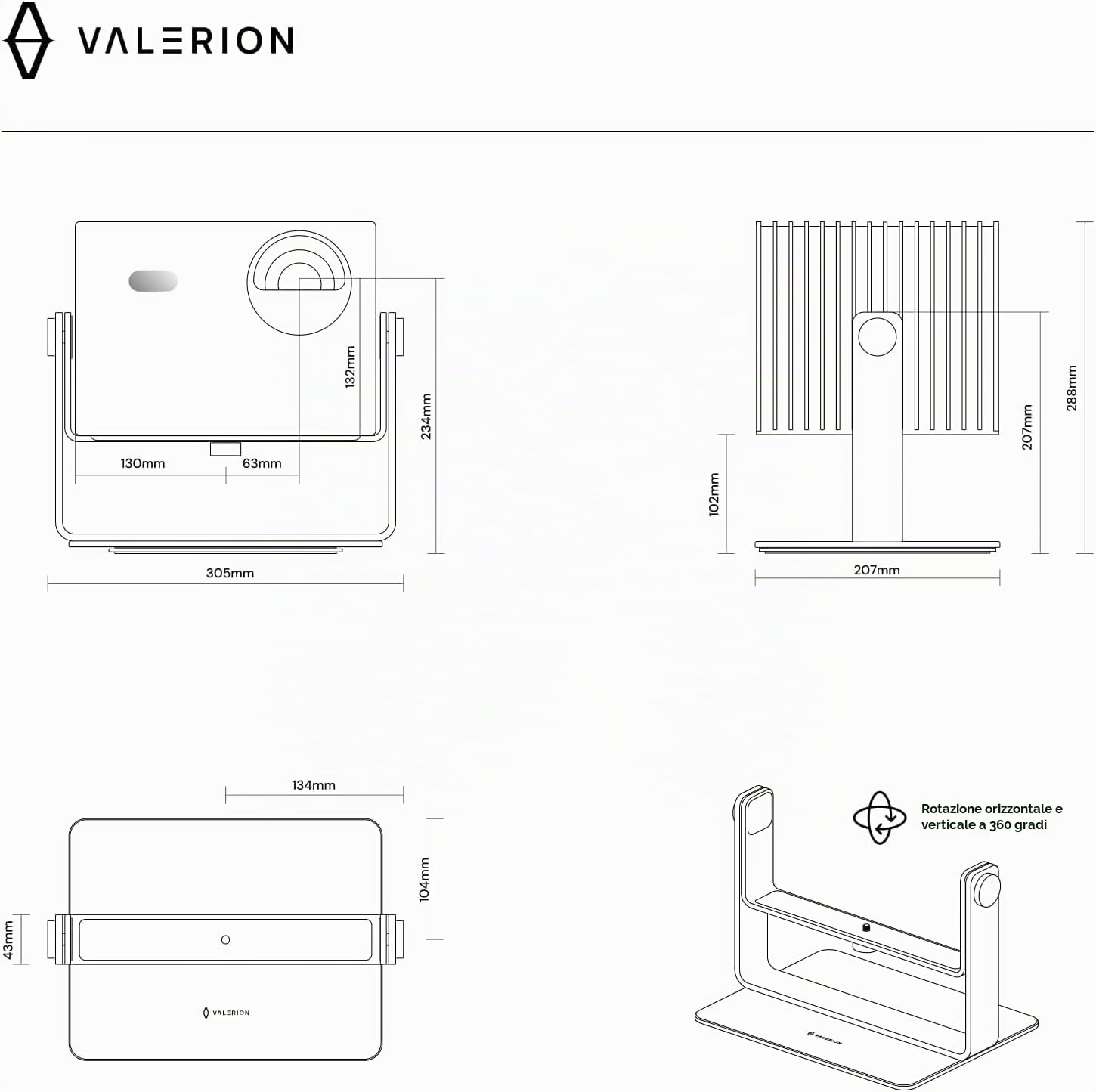 Supporto cardanico da tavolo Valerion Regolazione dell'angolo orizzontale e verticale a 360°, progettato per la serie VisionMaster