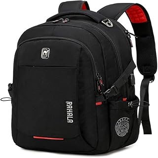 شنطة ظهر للابتوب مقاس 15.6 بوصة مقاومة للماء للرجال من رحلة للمدرسة والعمل والرحلات بمنفذ شحن USB B00740 أسود