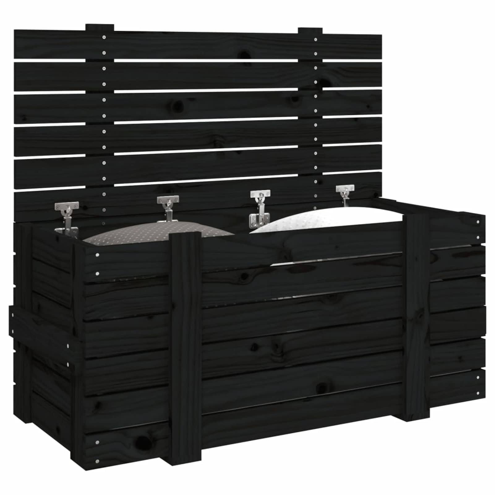 825002 Contenitore Portaoggetti Nero 91x40,5x42 cm Legno Massello Pino Testata in Legno,Testata Letto Matrimoniale Muebles Dormitorio Spalliera Letto Testiere per Letto Matrimoniale