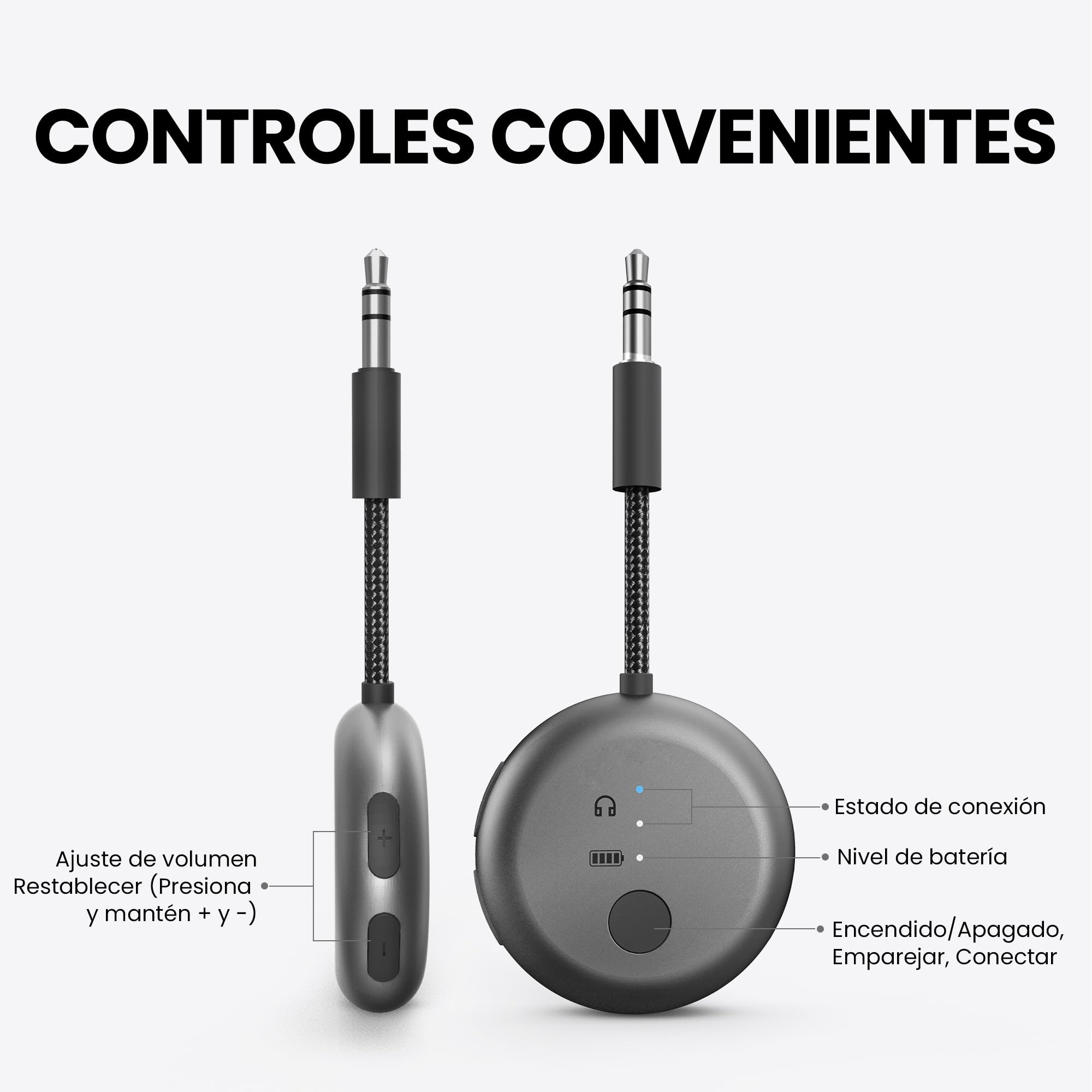 Avantree SoundJet R1 – Adaptador Bluetooth Avión para Auriculares & AirPods, aptX Adaptive, Qualcomm Chipset, 20h de reproducción, Transmisor de Audio Inalámbrico para Viajes - Negro Metálico