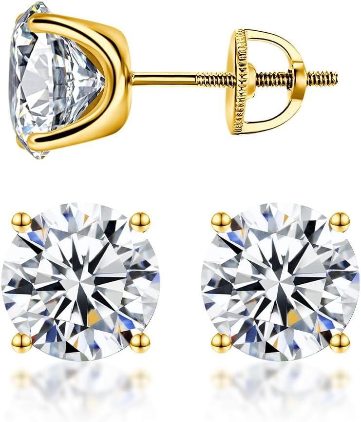 Solitaire Four Prong Earrings Screw Back D Color VVS Synthetic Moissanite S925 Stud Unisex Earrings Jewelry Perfect for Any Occasion & Everyday Wear Birthday Anniversary Gift for Men Women - Image 9
