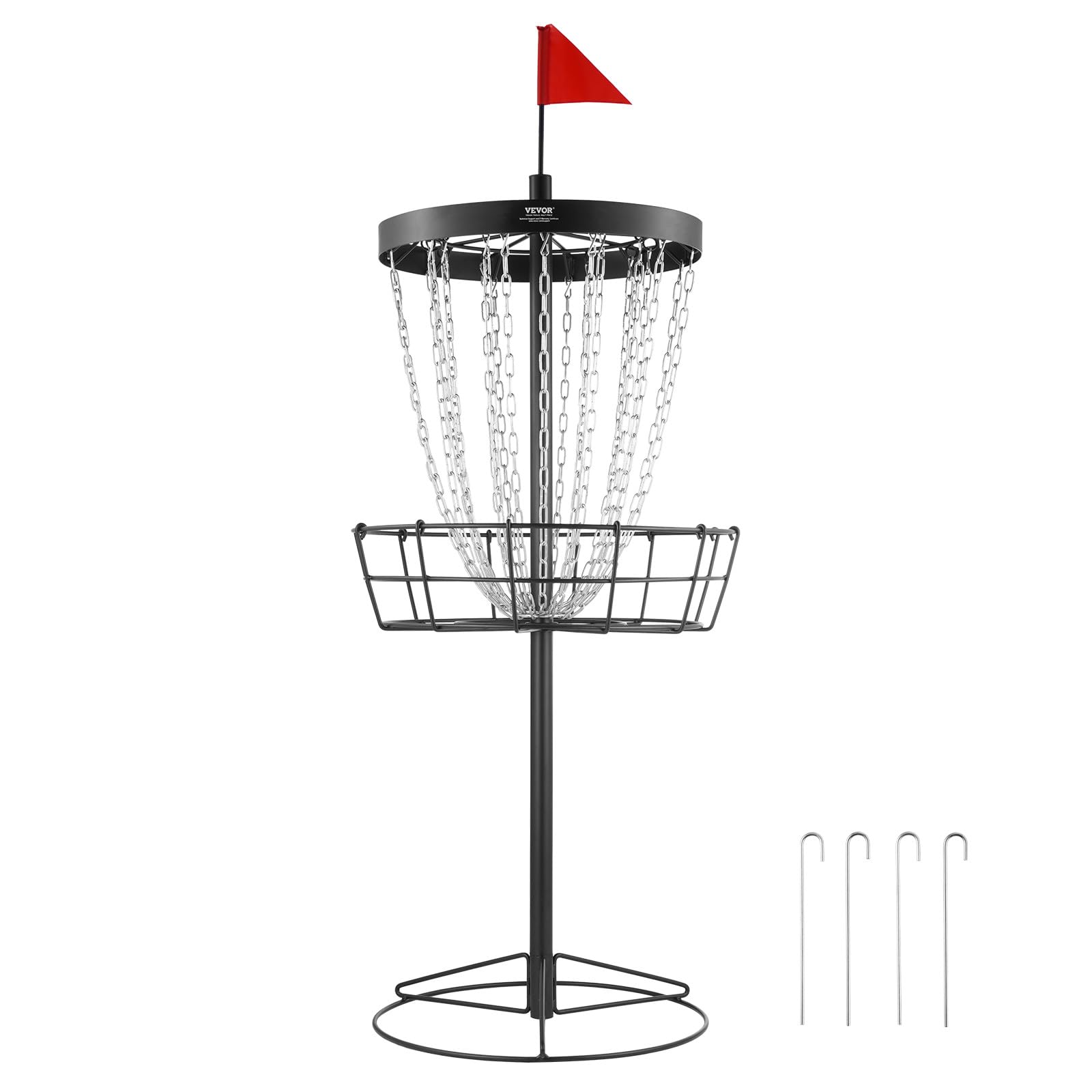VEVOR Canasta de Golf con Disco de 24 Cadenas Objetivo de Golf con Disco de Acero Portátil Canasta de Golf con Disco para Uso Interior y Exterior, Equipo de Entrenamiento Profesional, Negro