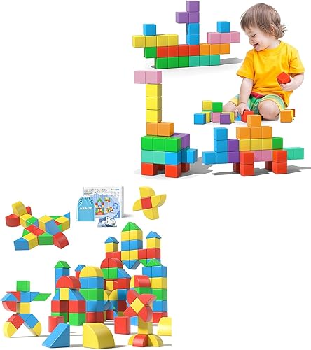 Asago Bloques magnéticos para niños pequeños, 1.34 pulgadas, bloque de construcción magnético grande para niños, kit de cubos de construcción