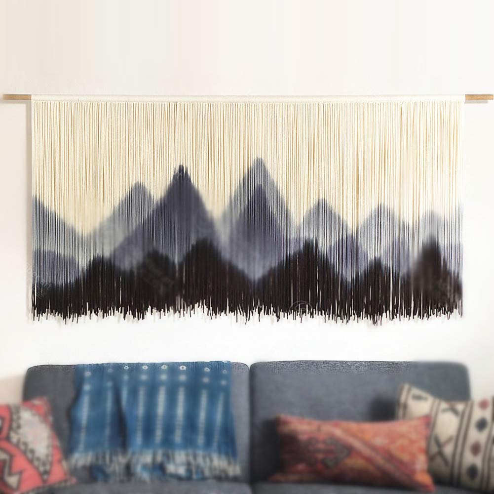 Tapiz Grande de macramé para Colgar en la Pared, Tejido a Mano, decoración Colgante, Ceremonia de la casa (Verde, 120x70cm)