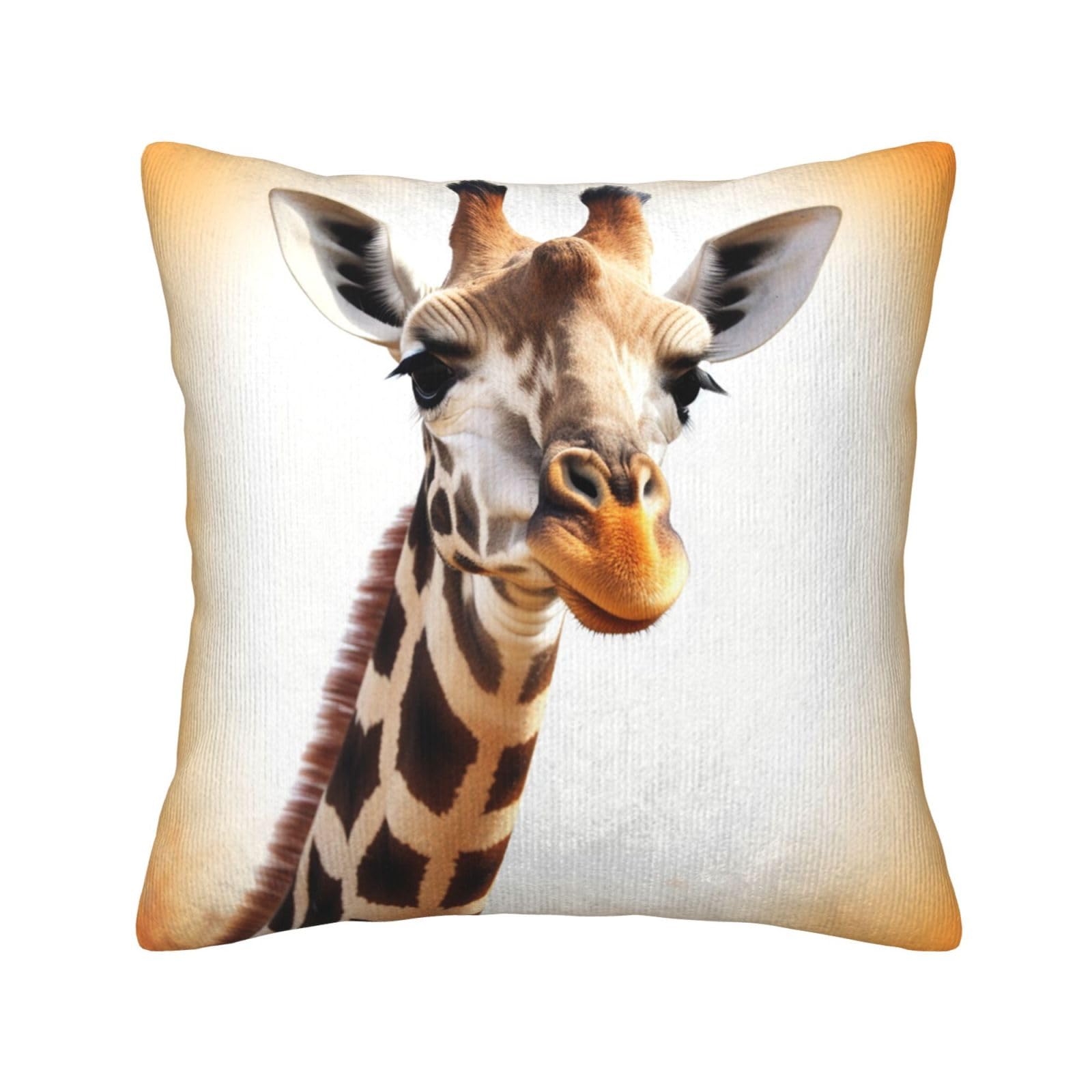 Housse de coussin girafe velours côtelé taie déco lit et canapé 40x40