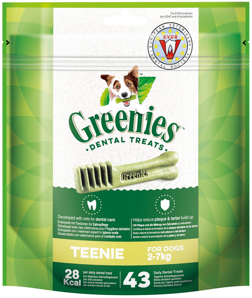 Greenies Teenie Original Daily Dental Care Snacks, Dog Treats for Daily Teeth Cleaning for Very Small Dogs from 2-7 kg, 43 Sticks