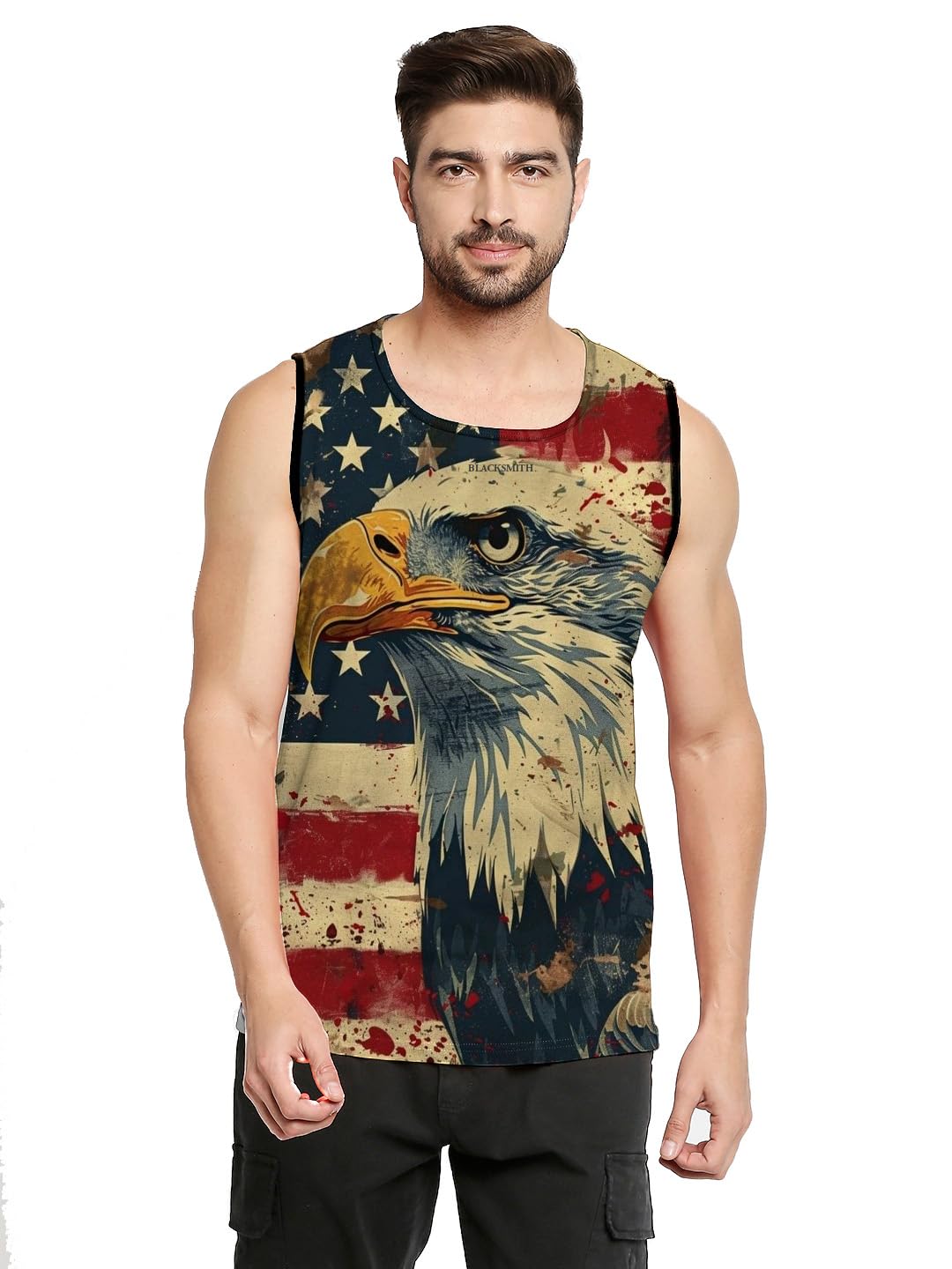 Liberty Eagle Printed Sleeeveless Sando Tank top Gym & Street wear for Men