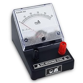 OM Meters EDM-80 Desk Stand Analog 0-50mA DC Milli Ammeter | Ampere Meter | Meter For Educational purpose | Black