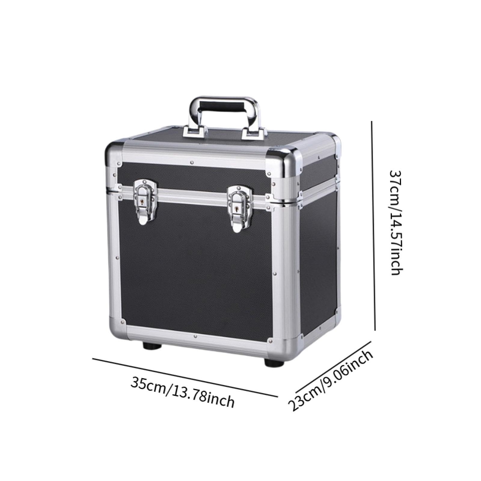 kowaku Scatola Porta Dischi Vinile Organizer Archiviazione Custodia Contenitore Alluminio Leggero con Manico Bloccabile per Collezionisti Appassionati DJ Ada, Nero S