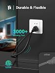 PLUGTUL 3 Foot Extension Cord Black, 2-Pack Short Power Cord, Indoor/Outdoor 16 Gauge 3 Prong Grounded Wire ETL Listed, 13A 1625W 125V SJTW