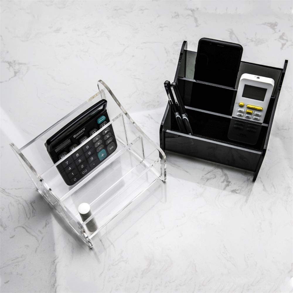 Bandeja organizadora de maquillaje de acrílico transparente, caja de almacenamiento de vitrina cosmética de 3 espacios, for lápiz labial, brochas de maquillaje y productos for el cuidado de la piel,Bl