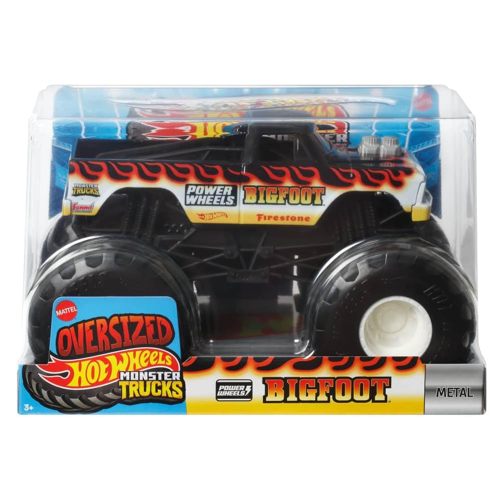Hot Wheels Monster Trucks Bigfoot 1:24 Scale Flames Toy for Ages 3+, Red