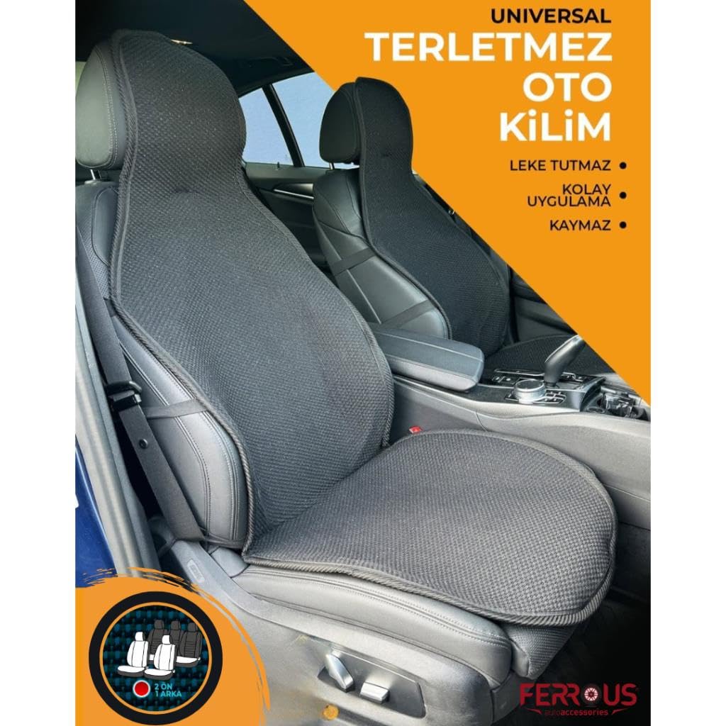 Oto Koltuk Koruyucu Kılıf Terletmez Kilim Seti 2 Ön+1 Arka 3lü Set Universal Siyah
