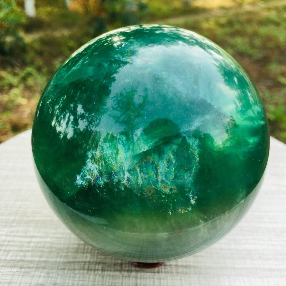 Medytacja dom Naturalna zielona kula fluorytowa kryształ leczniczy kamień szlachetny kula Reiki (rozmiar: 200-250 g)