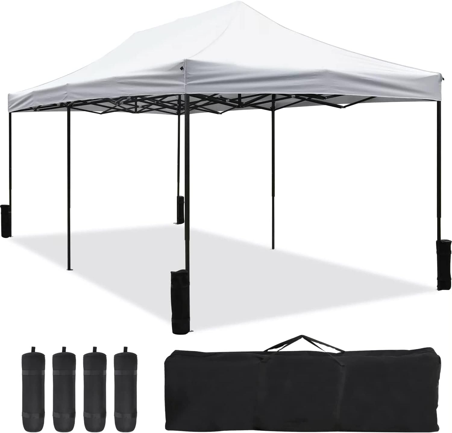 Tente Auvent Pop Up Extérieure 10x10 - Jambe Inclinée Télescopique, Portable Et étanche