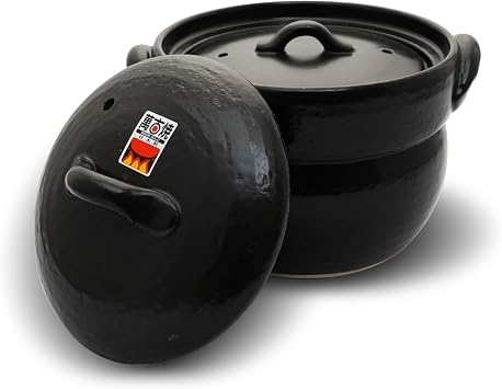 Banko Ware Earthenware Rice Cooker Donabe- Double-Lid Design for Fluffy Rice, English manual included for cooking rice, Even Heating & Enhanced Flavor Experience, Made in Japan 1-2 Cups