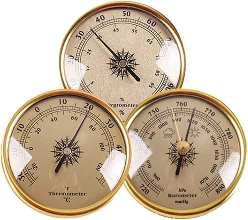 Barometer Traditional Barometer 3 in 1 Air Pressure Gauge Thermometer Barometer Hygrometer 72mm Fishing Accessories Tools, for Wall Mount Embedded Weather Forecast Station Barometer