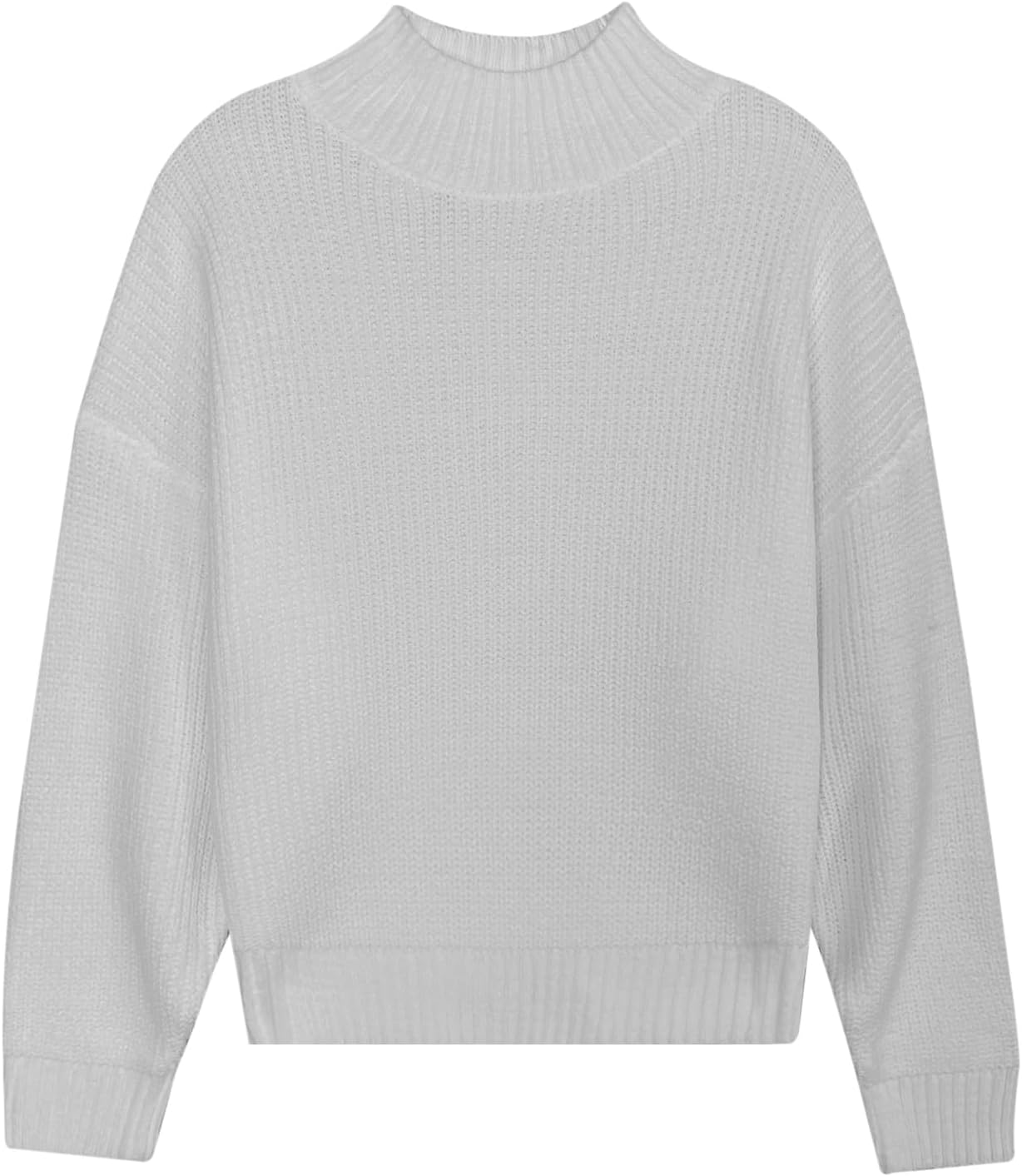 SunnyMelody Womens Cropped Turtleneck Sweater Fall Winter Spring 2025 Trendy Cute Mock Turtle Neck Cozy Soft Ribbed Knit Lightweight Long Sleeve Crop Knitted Pullover Sweaters Jumper Grey XS - Image 7