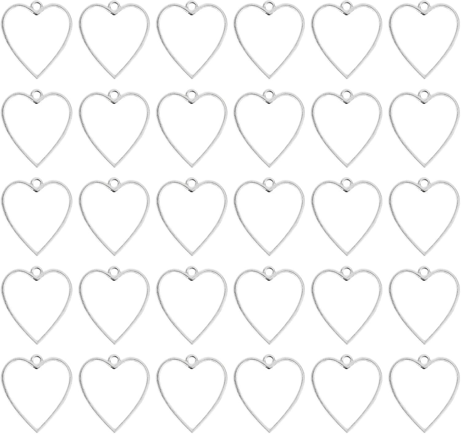 PATIKIL 50pcs Open Bezels, Resin Bezels Pendants Mold Open Back Bezels Alloy Bulk for Resin Jewelry Making Earrings, Heart