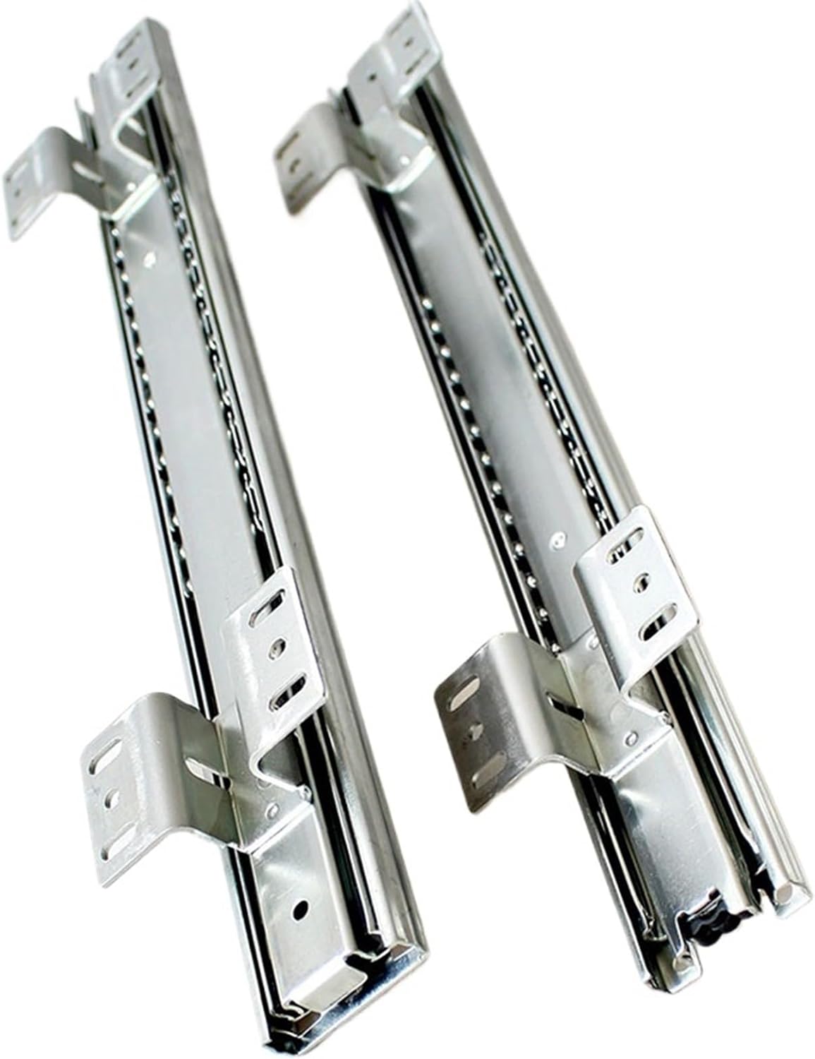 Side Mount Cabinet Runners Glides Kitchen Basket Slide Seasoning Cupboard Guide Rail Three Section Bottom-Mounted Side-Mounted Cabinet Drawer(T1245K 16in)