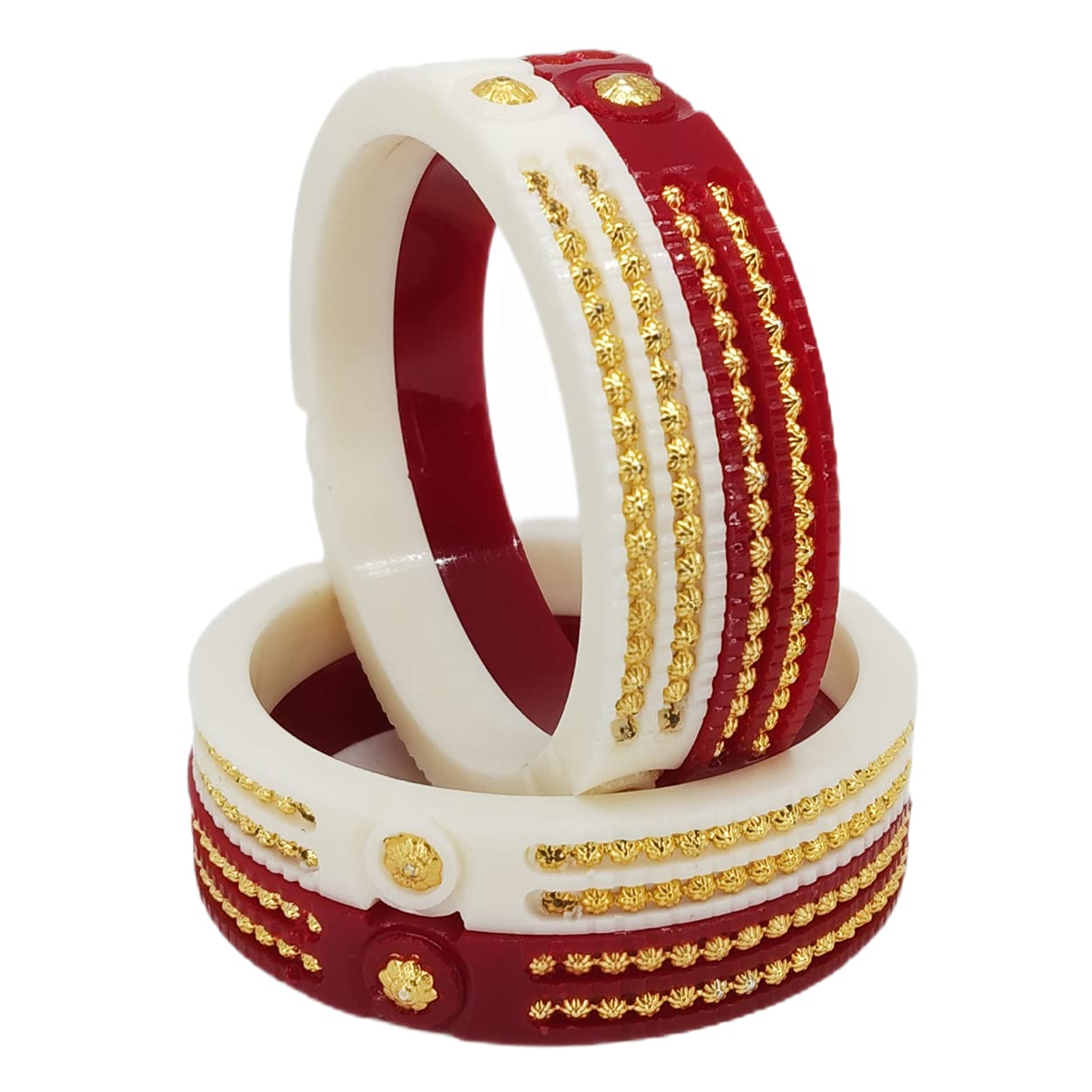 Tanvi J Plastic Gold Plated Double Line Shakha Pola Bangle Set for Women (Set of 4) (2.4) (B096QRTKJ3) Amazon Price History, Amazon Price Tracker